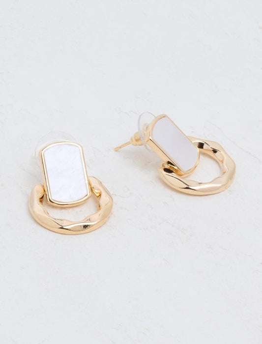 Gold Geometric Figured Hoop Earrings