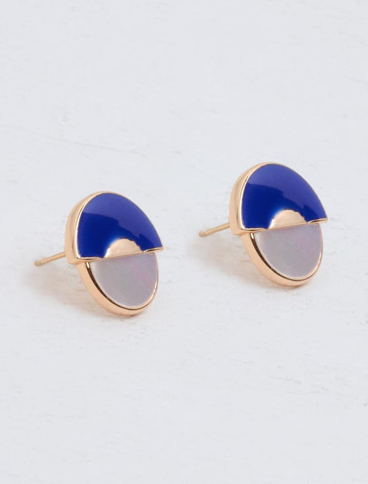 Dark Blue Circle Shaped Earrings