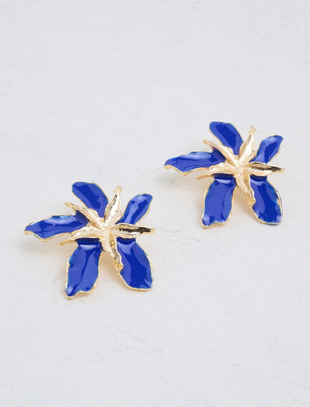 Stylish Earrings with Dark Blue Star and Flower Figures