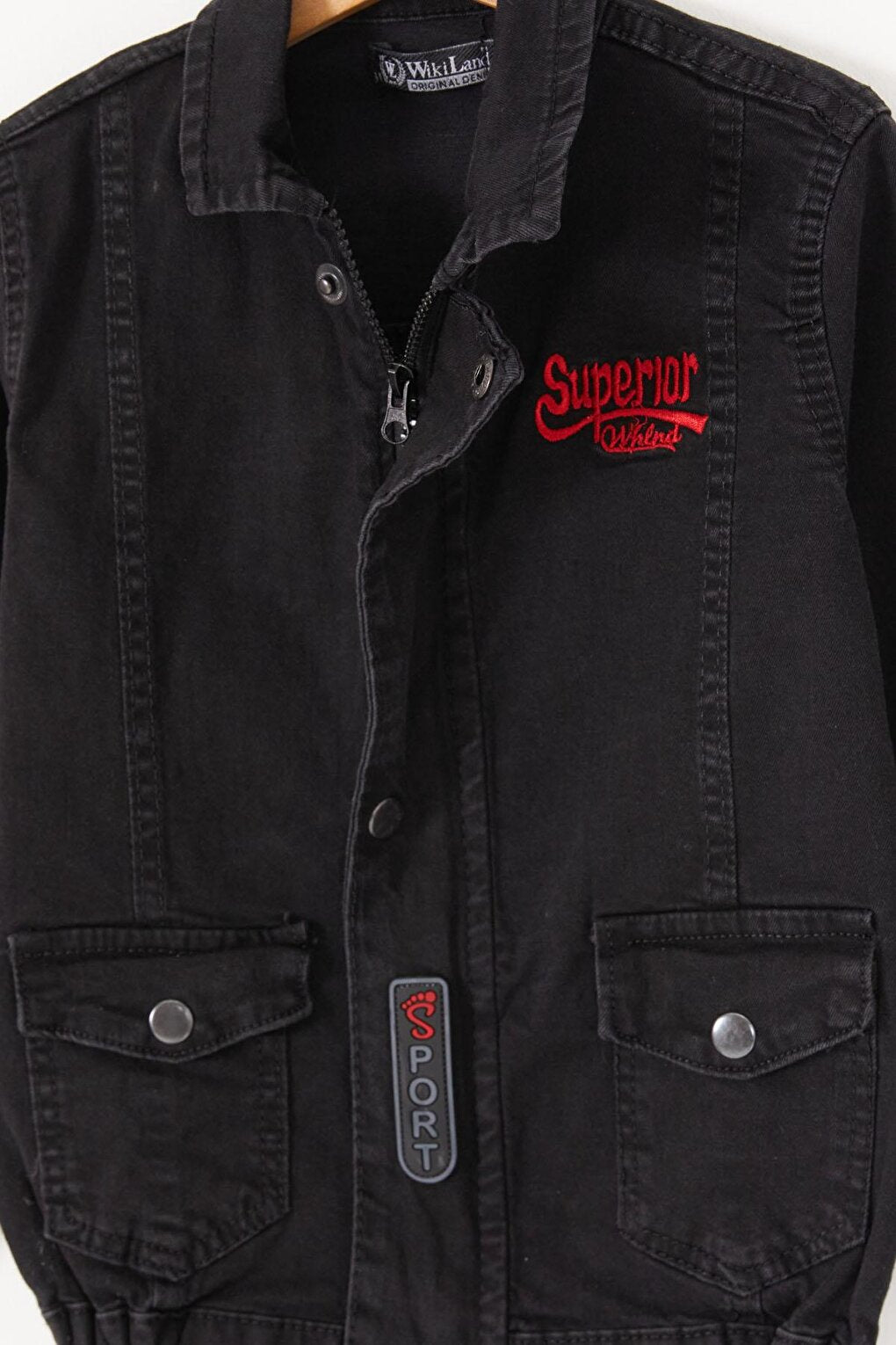 Black Superior Written Boy Jean Jacket 16817