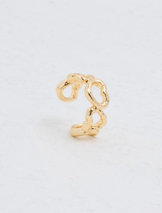 Gold Heart Figured Joint Earring