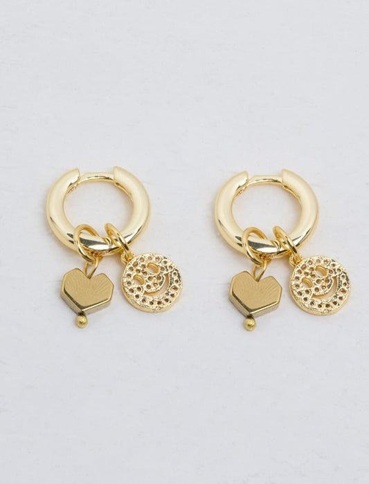 Gold Multi-Figured Hoop Earrings