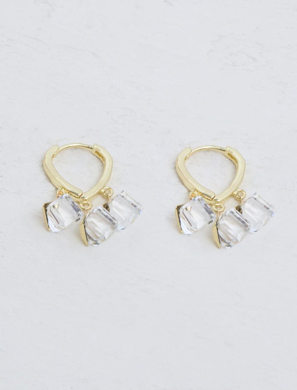 White Glass Figured Hoop Earrings