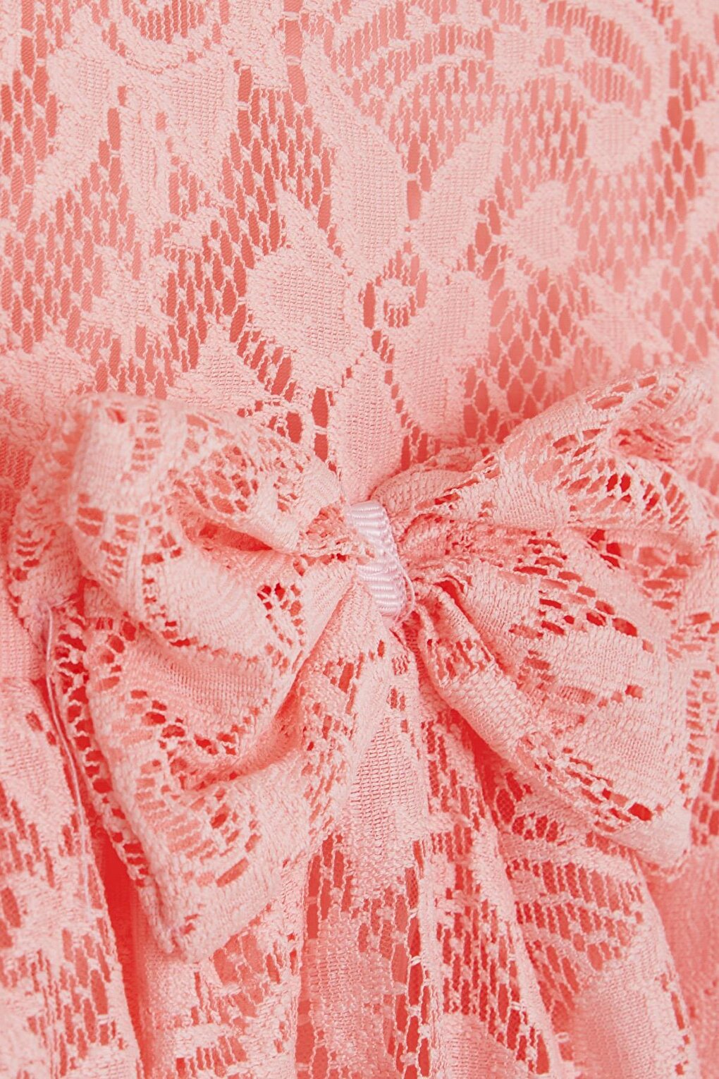 Girl's Dress Bow Tulle Guipure Salmon (3-8 Years)