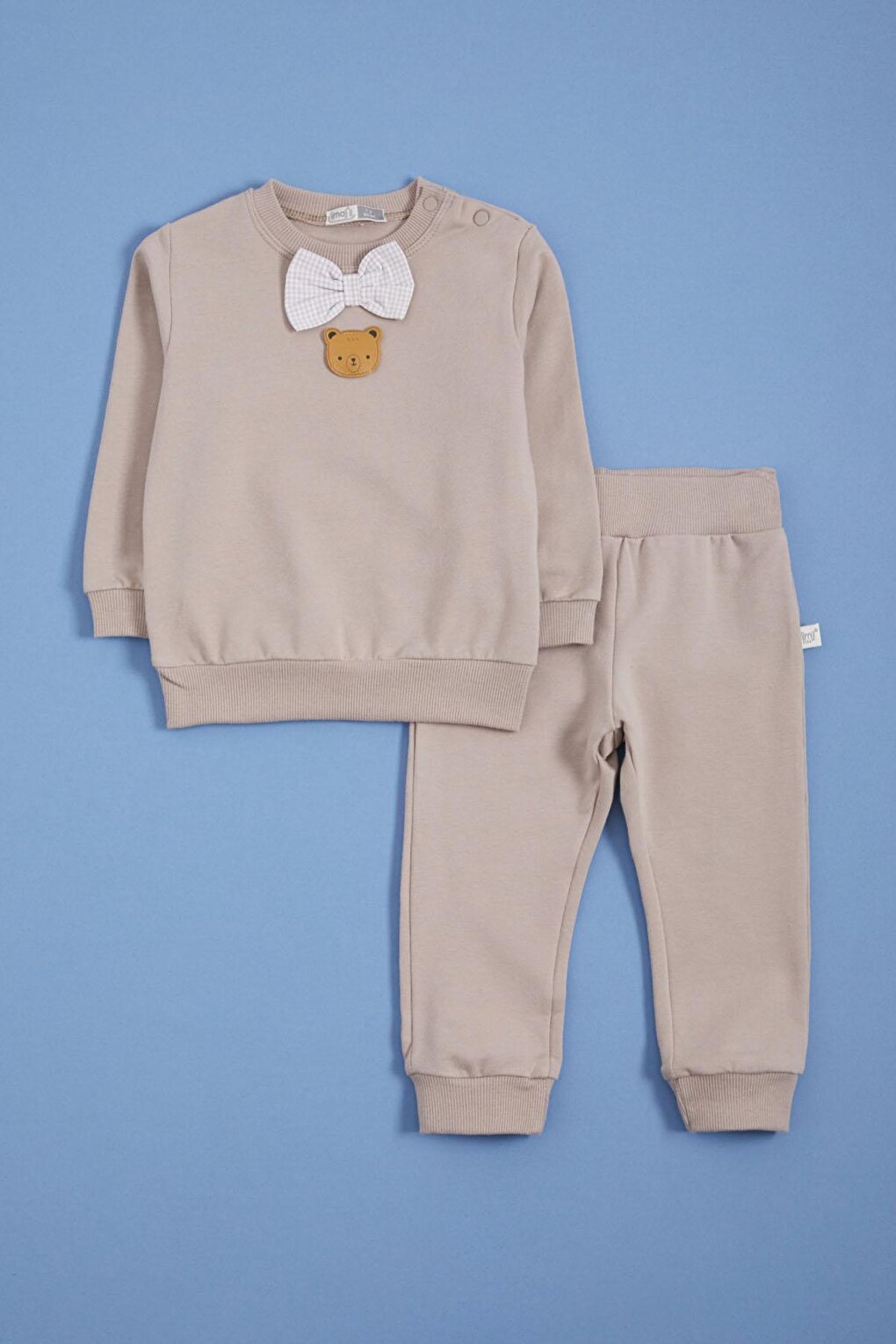 Baby Boy Set with Cream Bow Tie and Teddy Bear Detail 16138