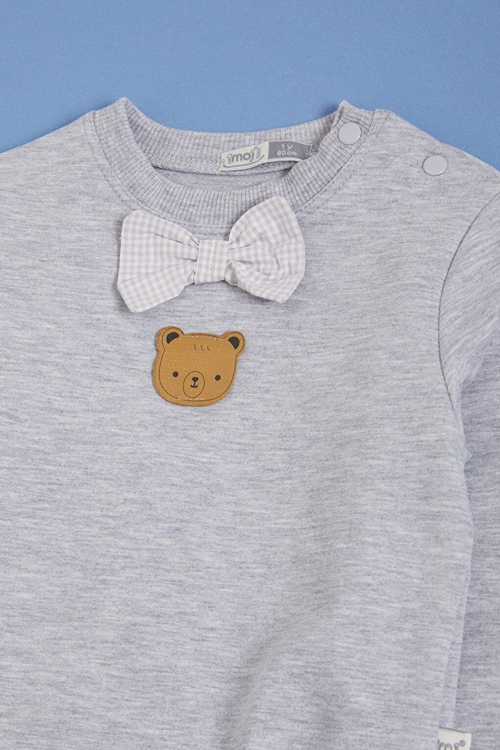 Gray Bow Tie and Teddy Bear Detailed Baby Boy Set 16140