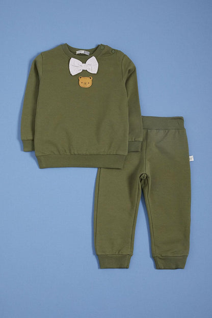 Green Bow Tie and Teddy Bear Detailed Baby Boy Set 16141