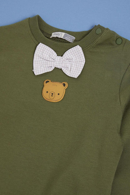 Green Bow Tie and Teddy Bear Detailed Baby Boy Set 16141