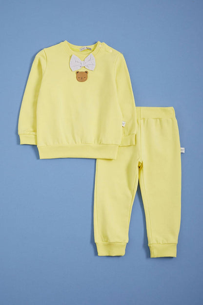 Baby Boy Set with Yellow Bow Tie and Teddy Bear Detail 16142