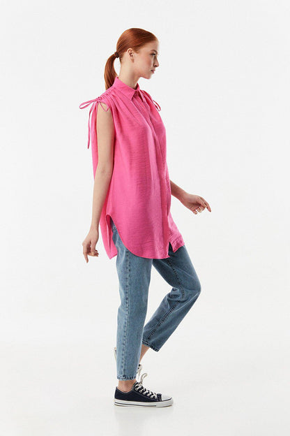 Casual Shirt with Gathered Shoulders