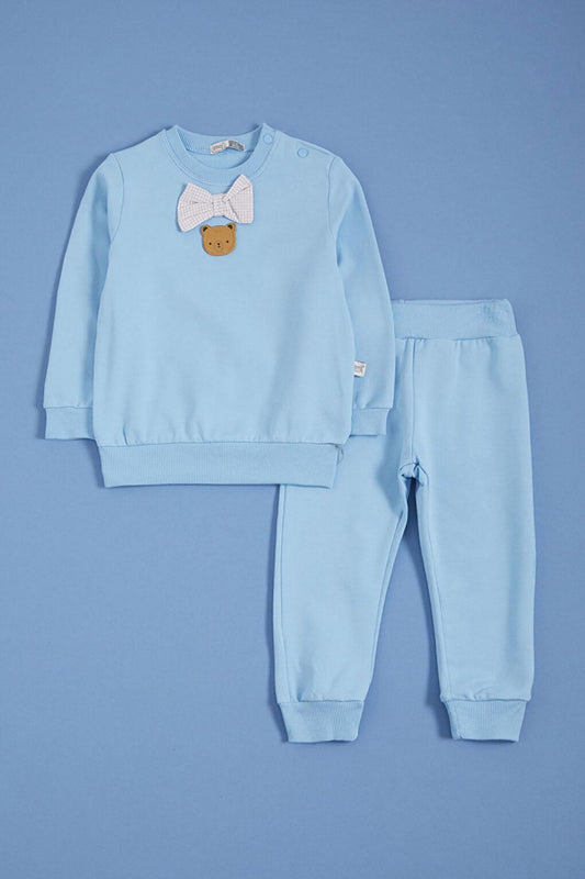 Blue Bow Tie and Teddy Bear Detailed Baby Boy Set 16143