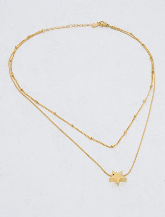 Double Chain Necklace with Gold Star Figure