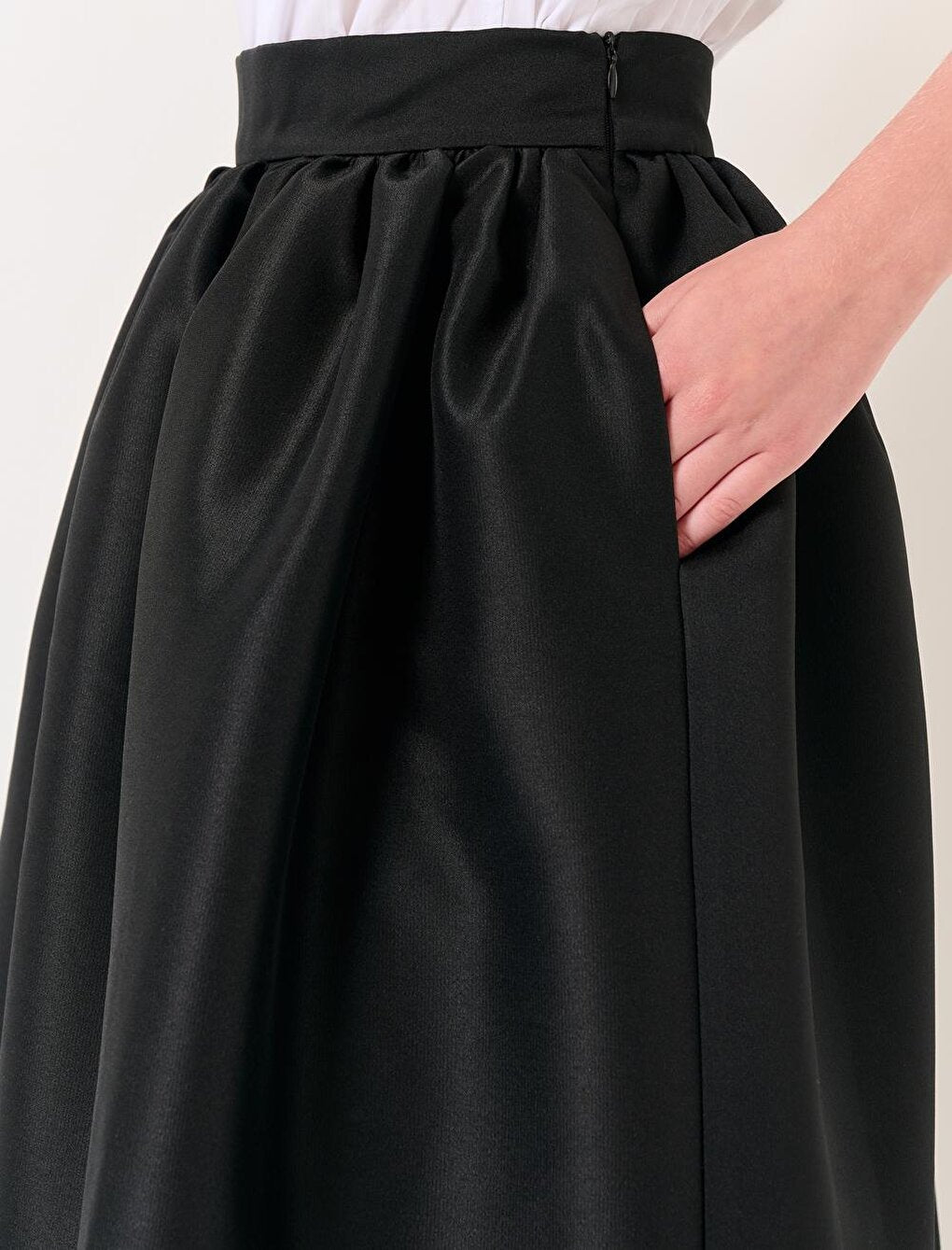 Black Normal Waist Stylish Midi Flared Skirt