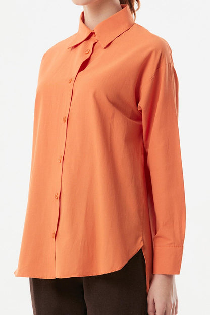 Pleated Back Long Back Shirt