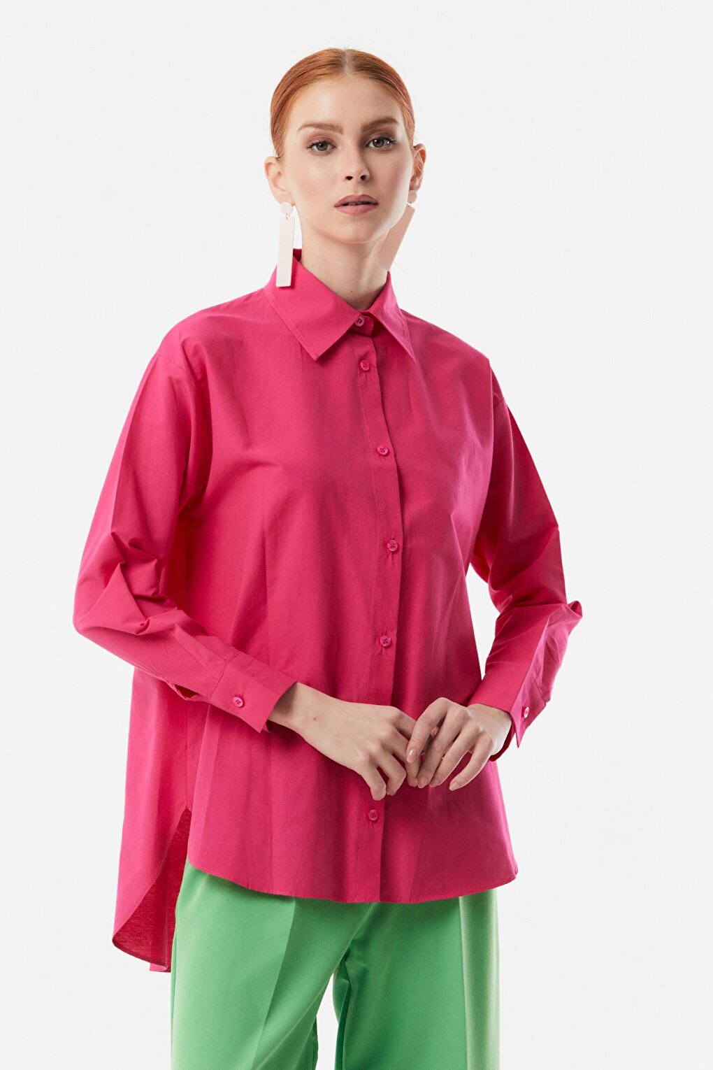 Pleated Back Long Back Shirt