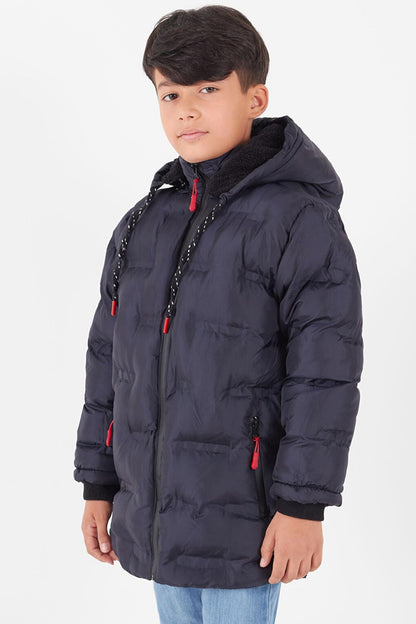 Boy's Coat Plain Printed Hooded Puffer Coat 14540