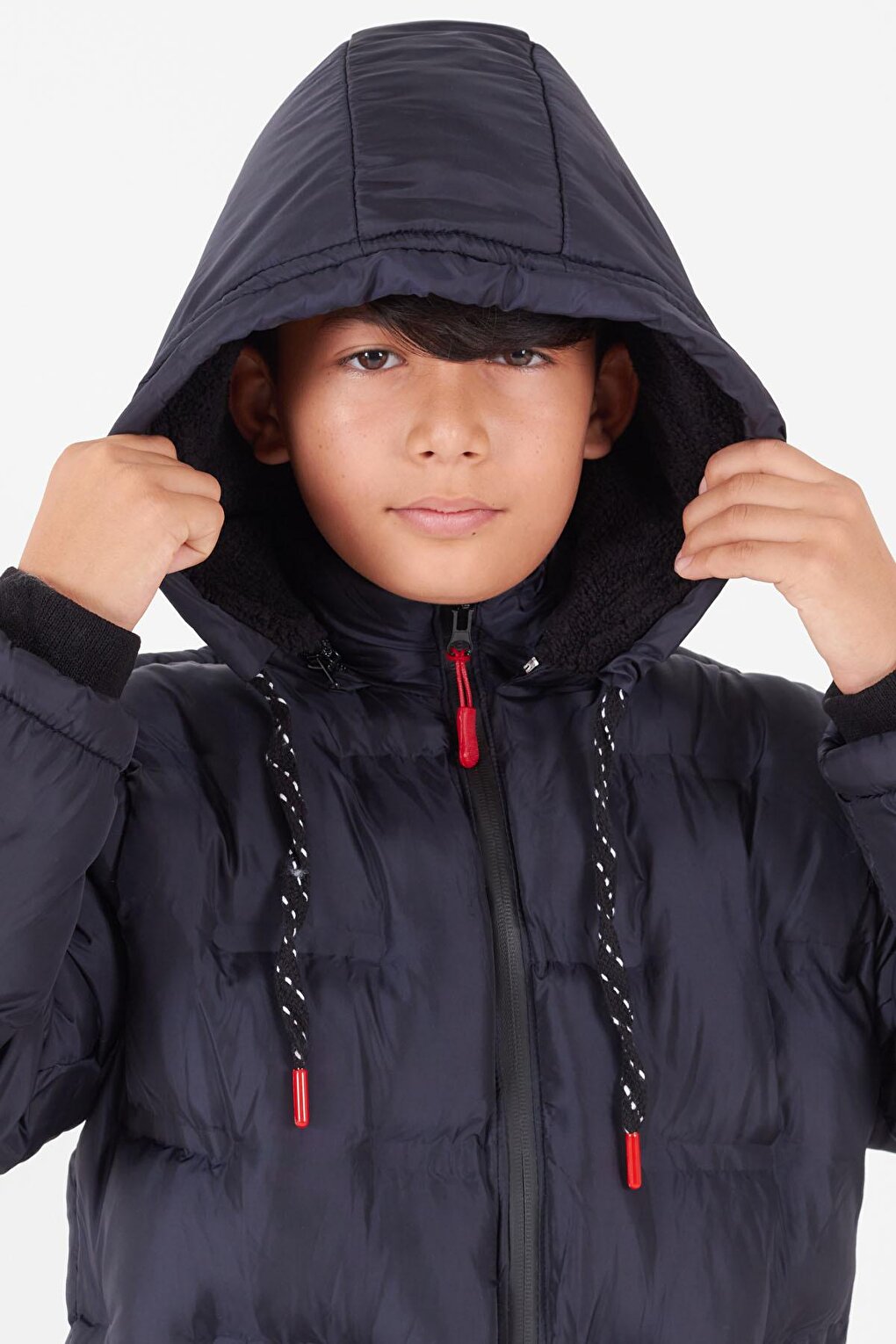 Boy's Coat Plain Printed Hooded Puffer Coat 14540