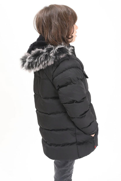 Boy's Puffer Jacket with Pocket Cover Black 15484