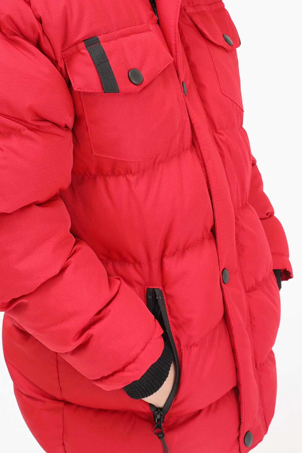 Boy's Puffer Jacket with Pocket Cover Red 15487