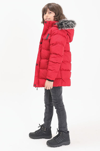 Boy's Puffer Jacket with Pocket Cover Red 15487