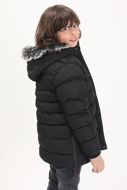 Boys' Inflatable Coat with Logo Black 15488