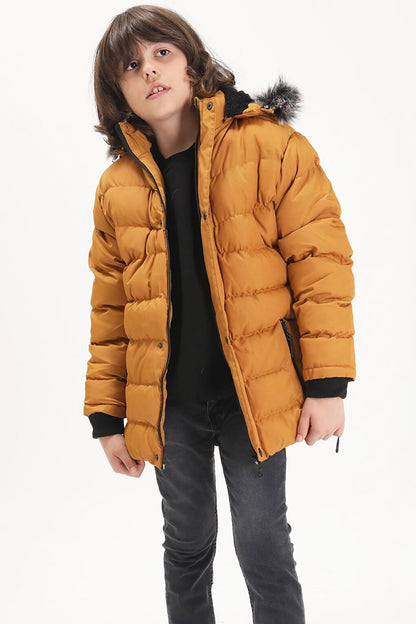 Boys' Inflatable Coat Mustard with Logo 15489