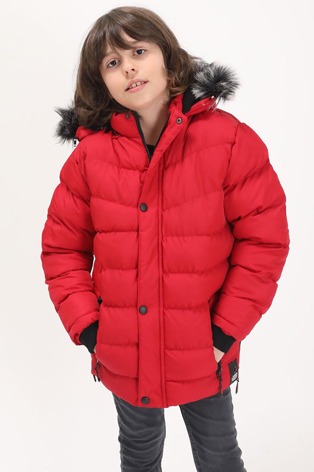 Boys' Inflatable Coat Red with Logo 15491