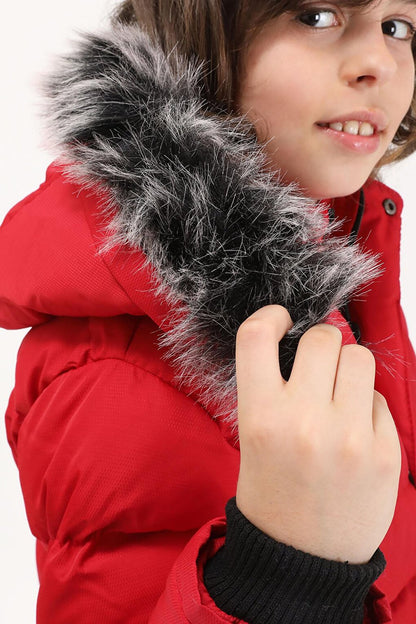 Boys' Inflatable Coat Red with Logo 15491