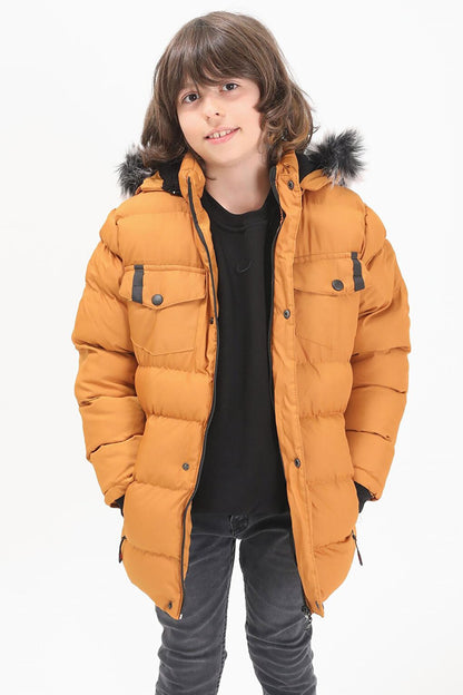 Boy's Puffer Jacket with Pocket Cover Mustard 15511