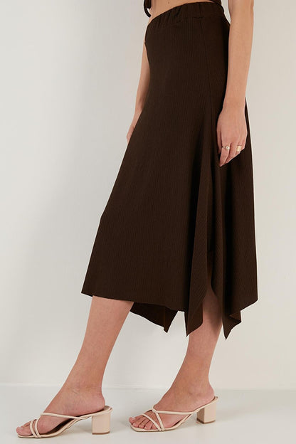 Asymmetrical Slim Cut Knitted Skirt 5865017