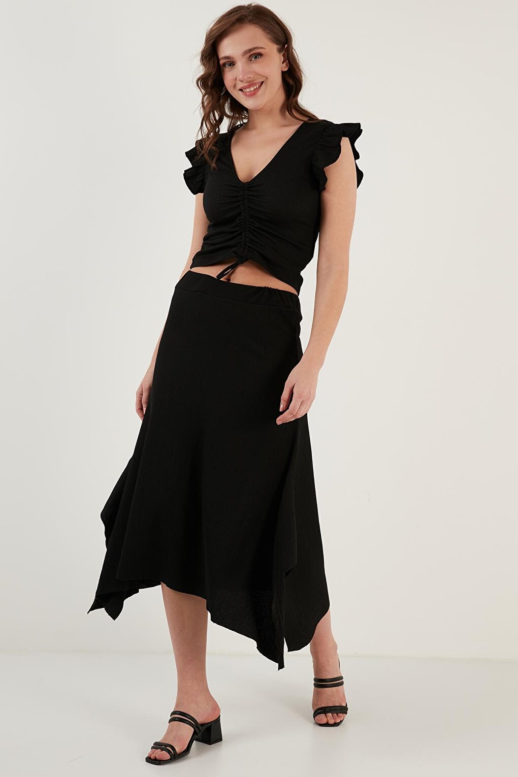 Asymmetrical Slim Cut Knitted Skirt 5865017