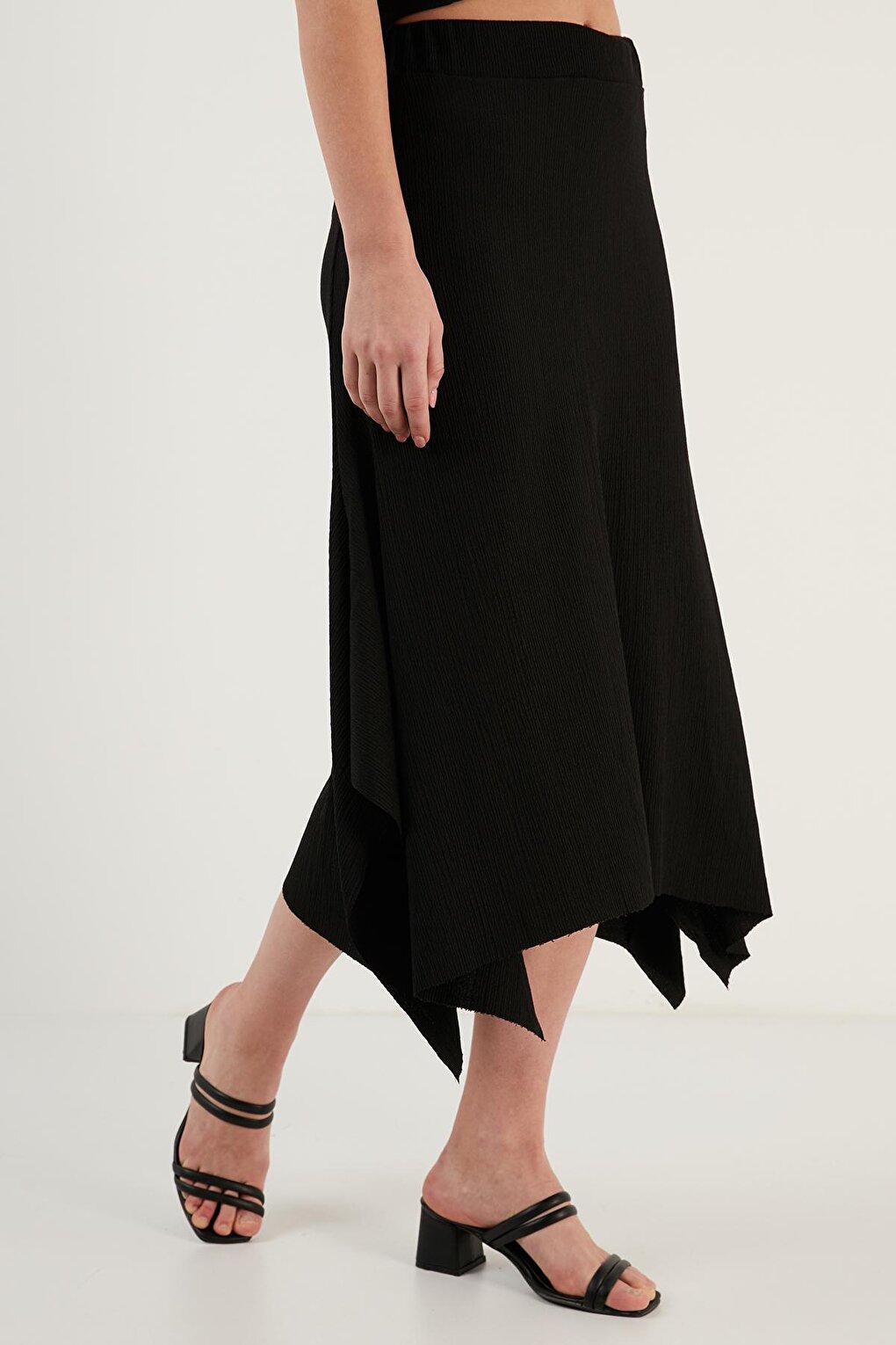 Asymmetrical Slim Cut Knitted Skirt 5865017