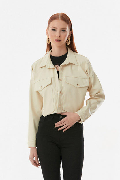 Faux Leather Crop Jacket