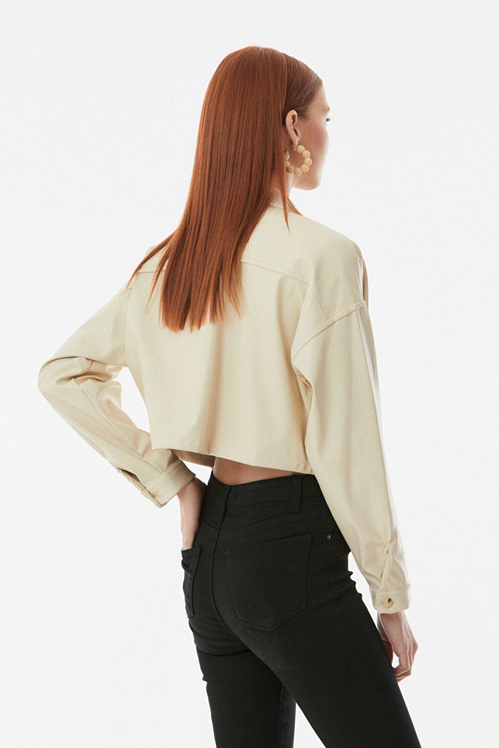 Faux Leather Crop Jacket