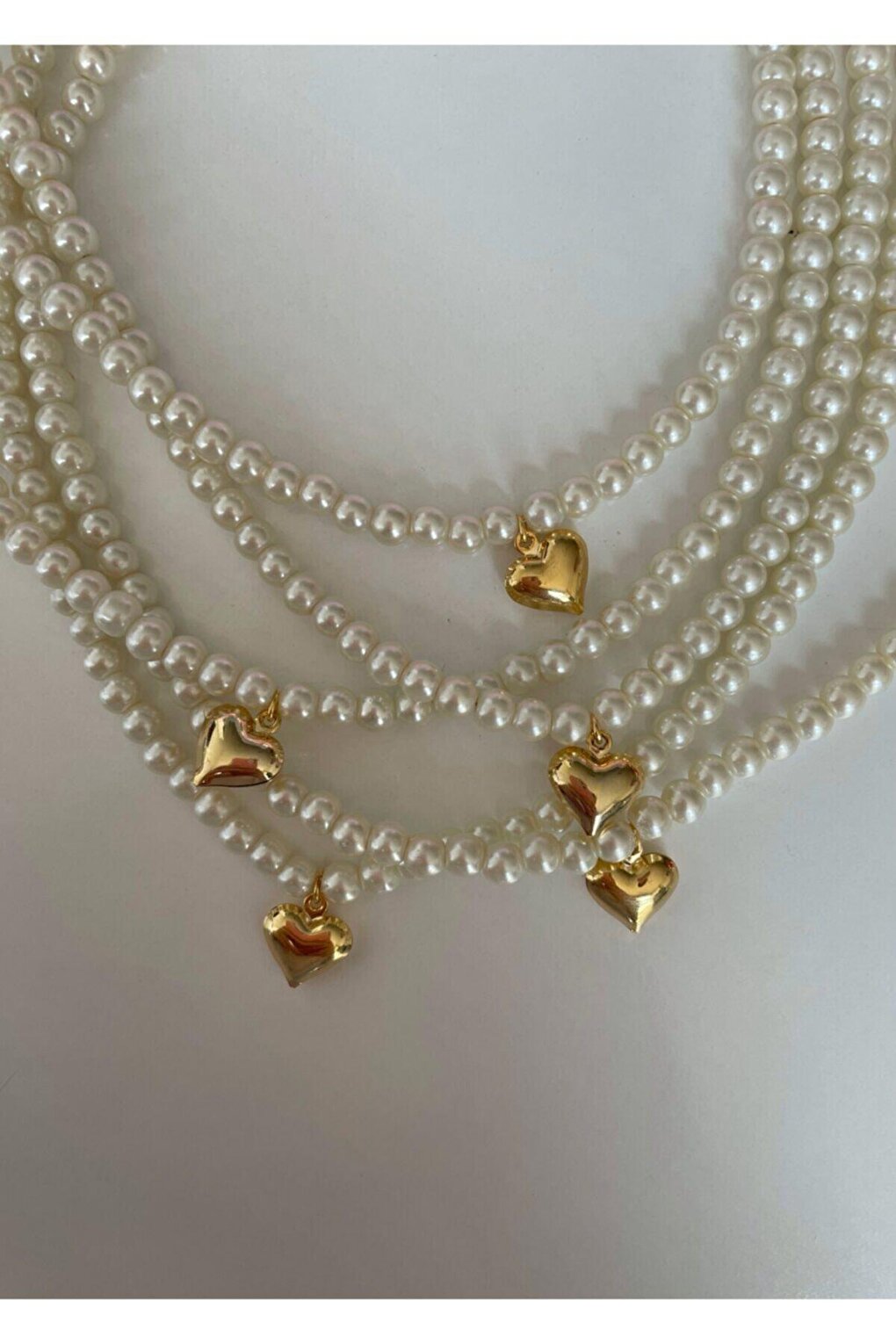 Mini Heart Necklace with Pearls