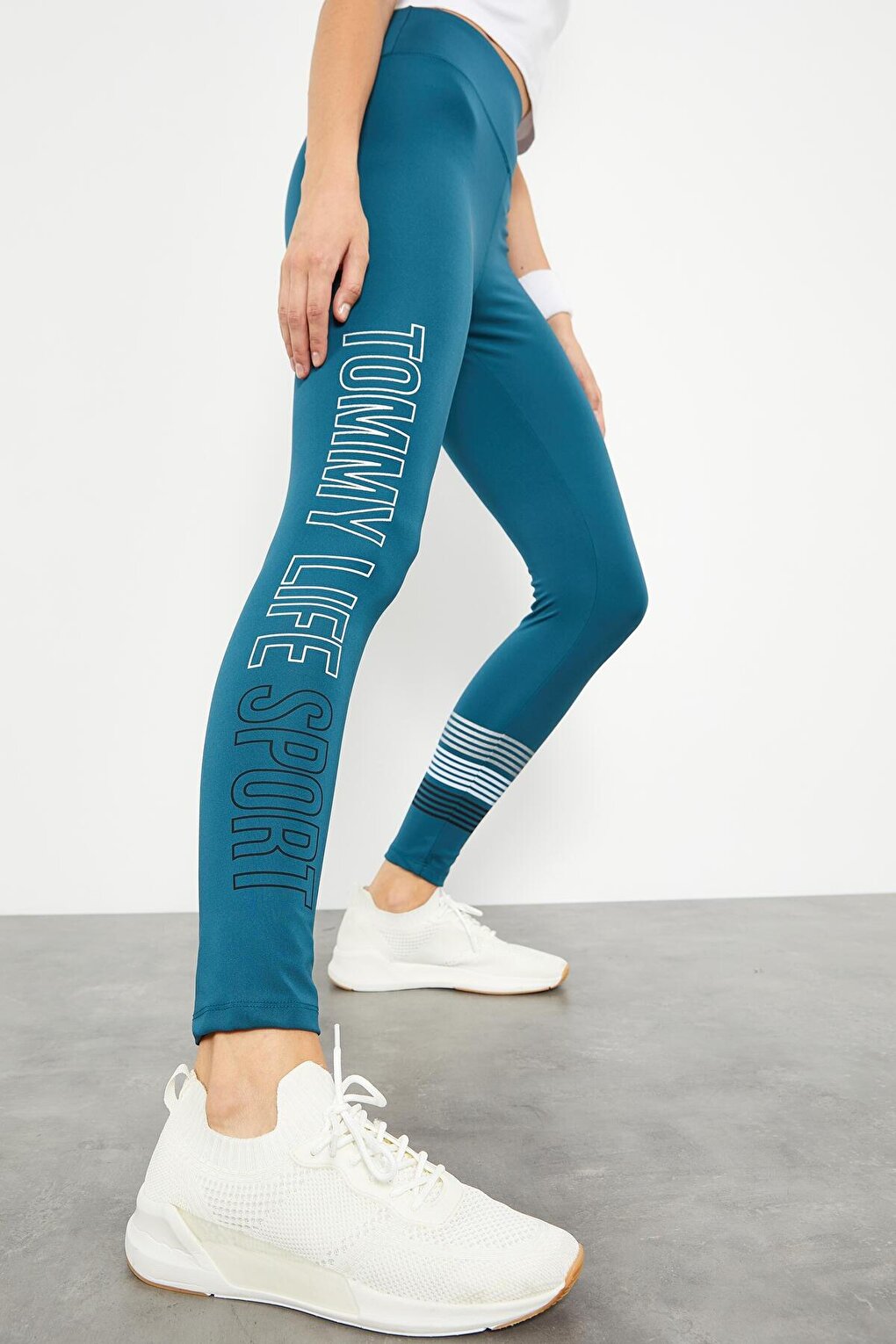 Emerald High Waist Text Printed Slim Fit Skinny Leg Women's Tights - 94544