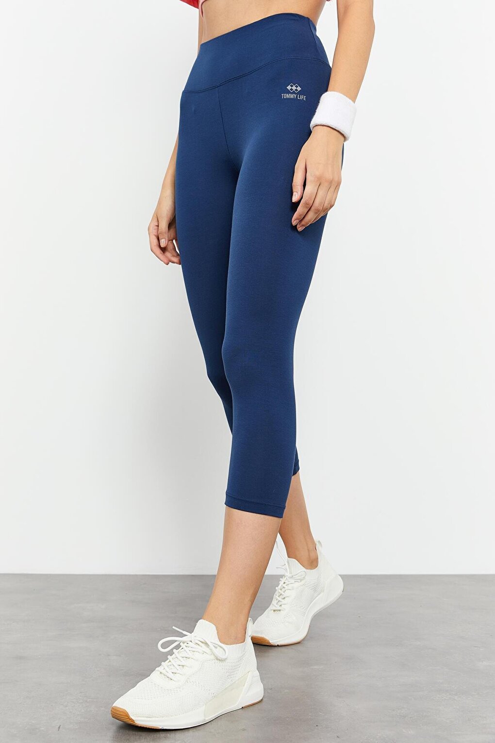 Indigo High Waist Slim Fit Narrow Leg Women's Capri Leggings - 93097