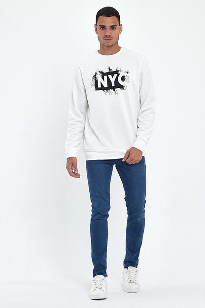 Men's Crew Neck Comfortable Fit 3 thread Thick NYC Printed SweatShirt spr24sw24