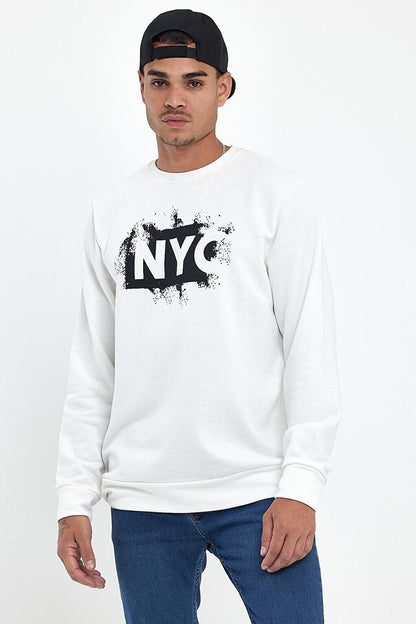 Men's Crew Neck Comfortable Fit 3 thread Thick NYC Printed SweatShirt spr24sw24