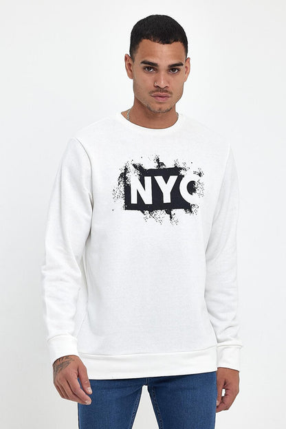 Men's Crew Neck Comfortable Fit 3 thread Thick NYC Printed SweatShirt spr24sw24