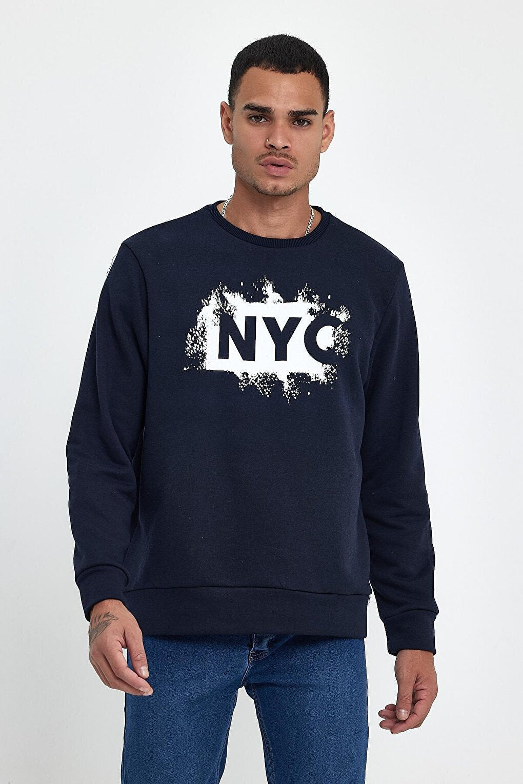 Men's Crew Neck Comfortable Fit 3 thread Thick NYC Printed SweatShirt spr24sw24