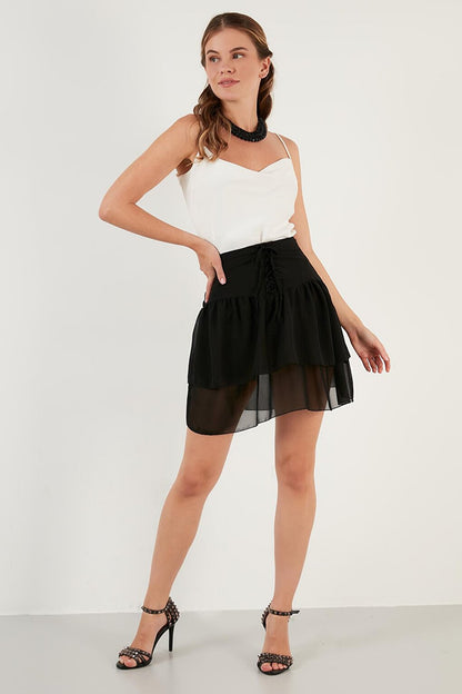 Front Tie Tulle Detailed Skirt 6054652