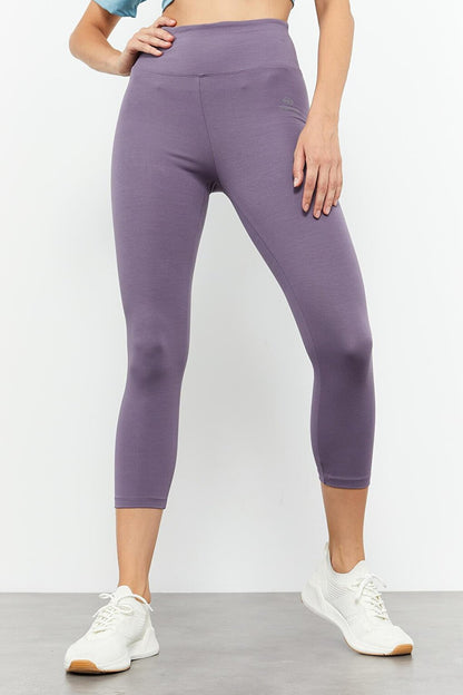 Lilac High Waist Slim Fit Narrow Leg Women's Capri Leggings - 93097