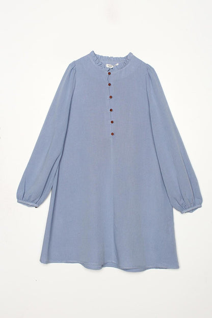 Blue Collar Ruffled Linen Tunic