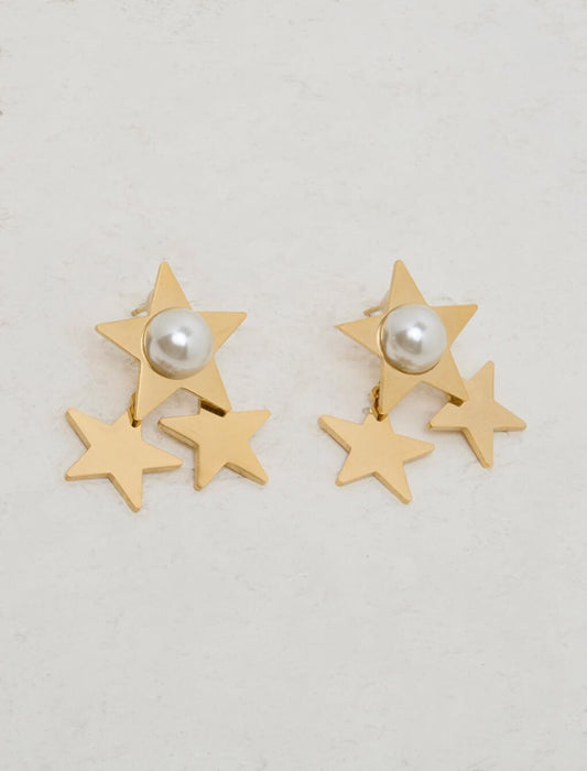 White Star Figured Pearl Earrings