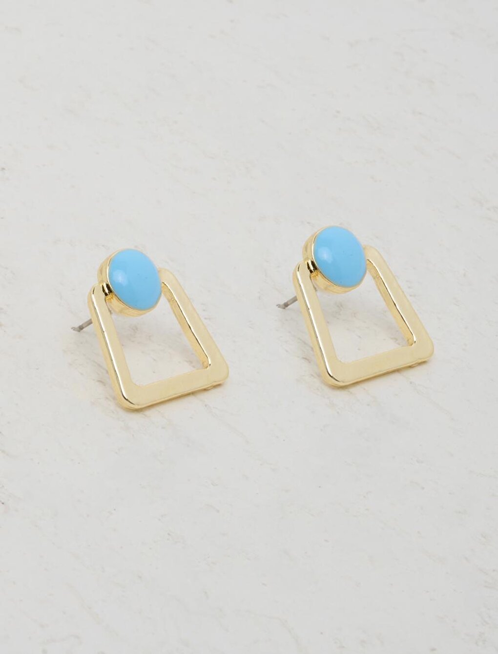 Light Blue Rectangular Figured Earrings