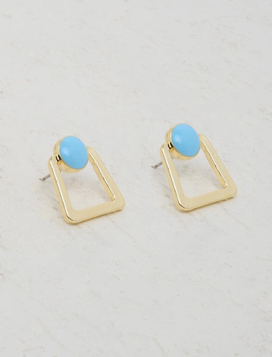 Light Blue Rectangular Figured Earrings