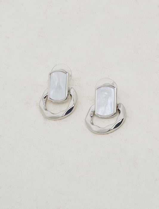 Silver Geometric Figured Hoop Earrings