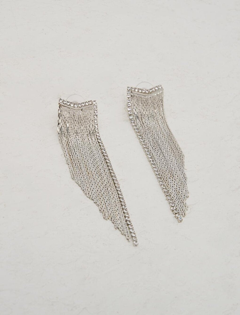 Silver Stylish Sparkling Detailed Hanging Earrings