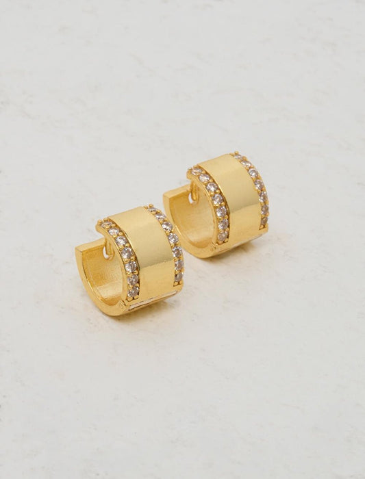 Stylish Hoop Earrings with Gold Zircon Stone Clip